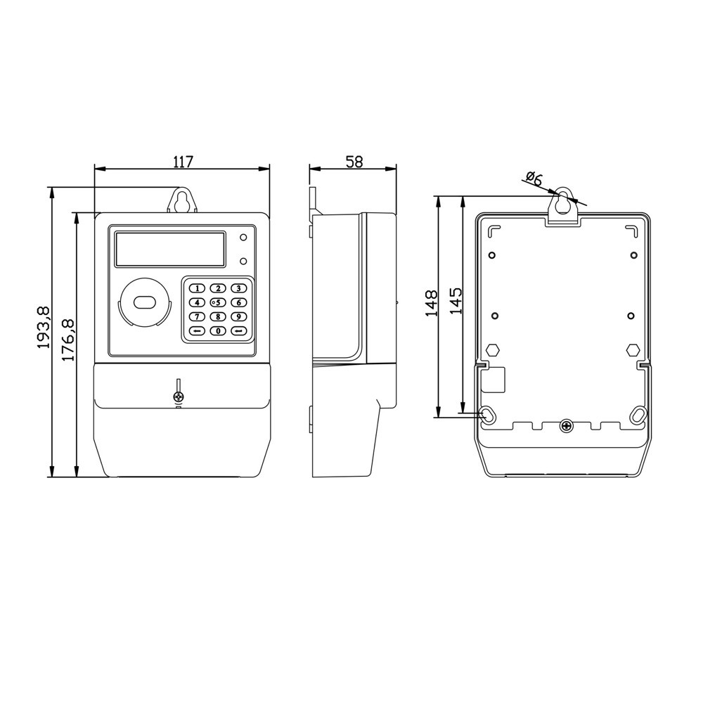 230V Split Type 8 Tariffs 1P Prepaid Electricity Meter