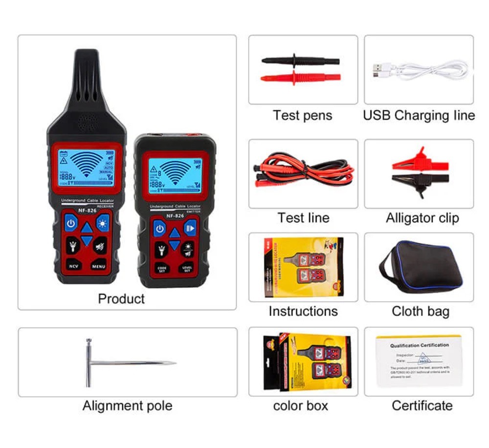 NF-826 Wire Tracer for Underground and Wall Electrical Wires and Pipes